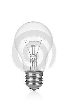 Light bulb close up isolated on white background