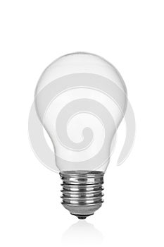 Light bulb close up isolated on white background