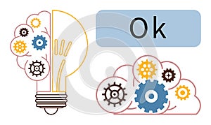 Light Bulb and Cloud with Gears Representing Innovation, Technology, and Problem-Solving