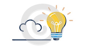 Light Bulb with Cloud Icon, Creative Thinking Process, vector design Generative AI