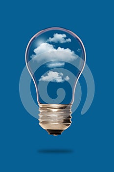 Light bulb with clouds inside