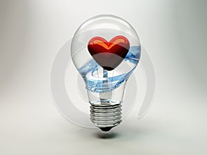 Light bulb containing heart