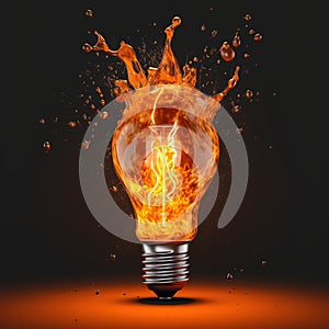 Light bulb creative colored dust powder smoke splash explosion.