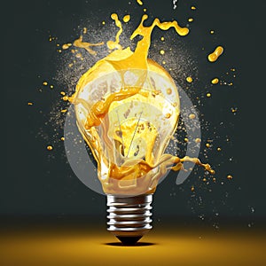 Light bulb creative colored dust powder smoke splash explosion.