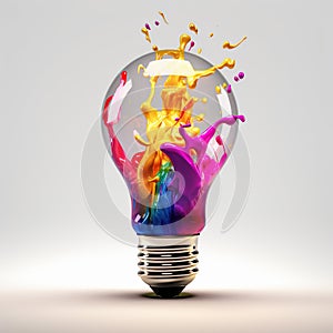 Light bulb creative colored dust powder smoke splash explosion.