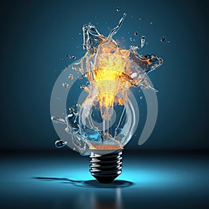 Light bulb creative colored dust powder smoke splash explosion.