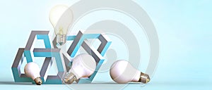 Light bulb with the creative concept of leadership success in solving business problems. Goals of Success concept