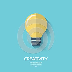 Light bulb creativity symbol in modern flat design