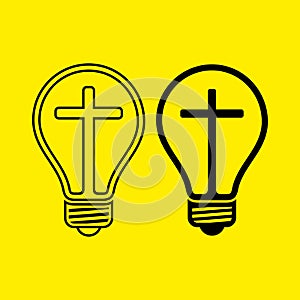 A light bulb with a cross inside. The light of Christ