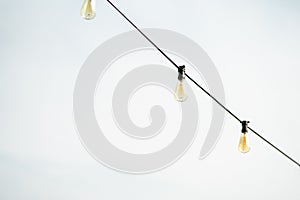 Light bulb decor hanging in outdoor against white background