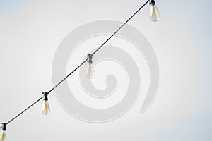 Light bulb decor hanging in outdoor against white background