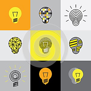 Light Bulb Design Icon, Lightbulb Idea Element Vector Collection