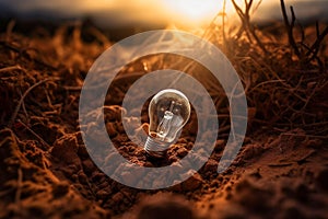light bulb in the dirt concept for renewable energ, Generative AI