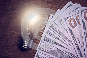 Light bulb with dollar