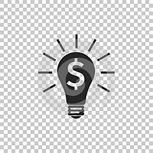 Light bulb with dollar symbol business concept icon isolated on transparent background. Money making ideas