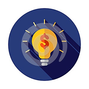 Light bulb with dollar symbol business concept. Money idea icon. Dollar icon.