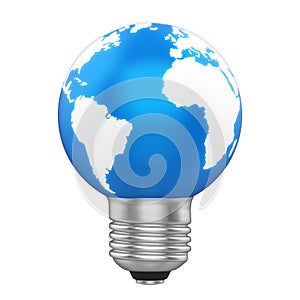 Light Bulb Earth Isolated