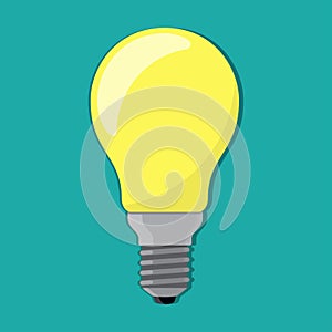 Light bulb. Electric lamp. Incandescent lamp in flat style. Bulb icon. Vector illustration, isolated on white.