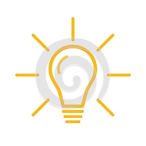 Light bulb flat style vector outline icon isolated on white background