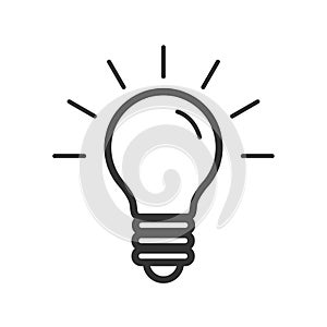 Light bulb flat vector icon isolated on white background. Idea sign  solution  thinking concept. Lighting Electric lamp.