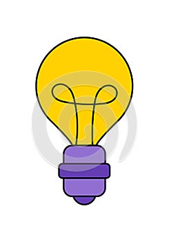Light Bulb flat vector, isolated on white background. Idea sign, solution, thinking concept. Lighting Electric lamp. Electricity,
