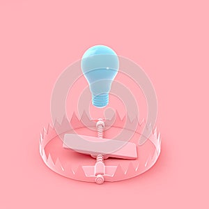 The light bulb floated on the trap pink and blue pastel color