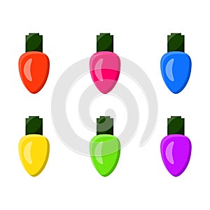 Light bulb , garland set christmas design on white back