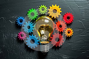 Light bulb and gear colored wheels