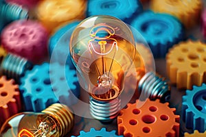 Light bulb and gear colored wheels