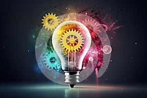 Light bulb and gear colored wheels