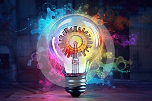 Light bulb and gear colored wheels