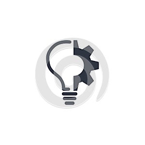 Light bulb and gear icon concept. vector symbol simple flat icon