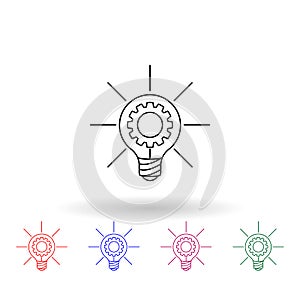 Light bulb and gear multi color icon. Simple thin line, outline vector of idea icons for ui and ux, website or mobile application