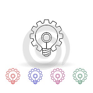 Light bulb and gear multi color icon. Simple thin line, outline vector of idea icons for ui and ux, website or mobile application