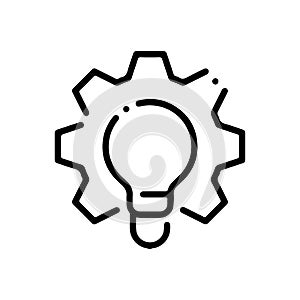 Light bulb and gear outline icon. linear style sign for mobile concept and web design. Working Process simple line vector icon.