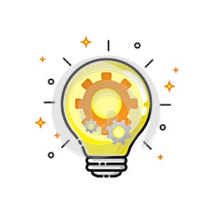 Light bulb gears icon design, technology, and engineering concept. Vector illustration...