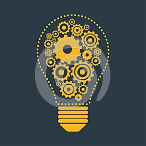 Light bulb and gears.