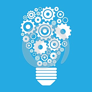 Light bulb and gears.