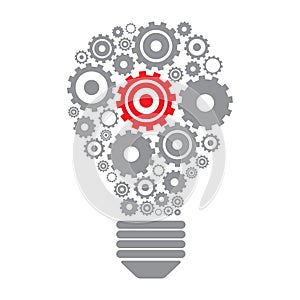 Light bulb and gears.