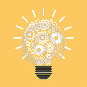 Light bulb and gears.