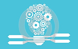 Light bulb and gears.