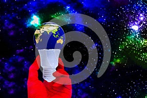 Light bulb of globe shape devastate and energy concept.