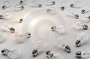 Light bulb glowing 3D illustration concept. 3D rendering