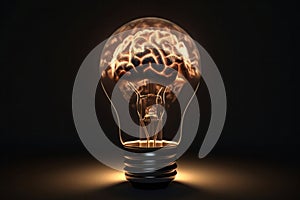 A light bulb with a glowing brain inside is a powerful visual representation