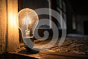 Light bulb glowing in the dark