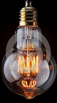 A light bulb with a glowing filament inside of it, AI