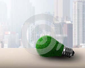 Light bulb with green grass for ECO concept