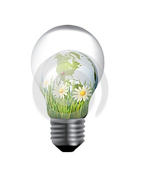 Light bulb with green world