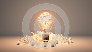 light bulb on grey background, AI Generated