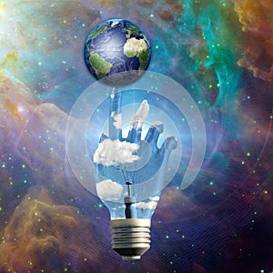 Light Bulb Hand Earth